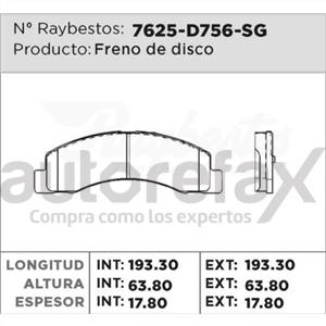 BALATA FRENO DE DISCO RAYBESTOS - 7625D756SG