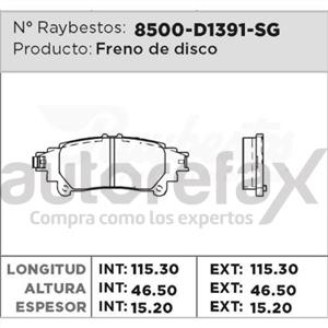 BALATA FRENO DE DISCO RAYBESTOS - 8500D1391SG