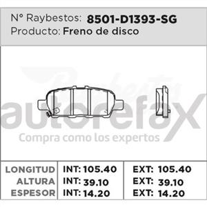 BALATA FRENO DE DISCO RAYBESTOS - 8501D1393SG