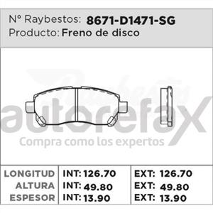 BALATA FRENO DE DISCO RAYBESTOS - 8671D1471SG